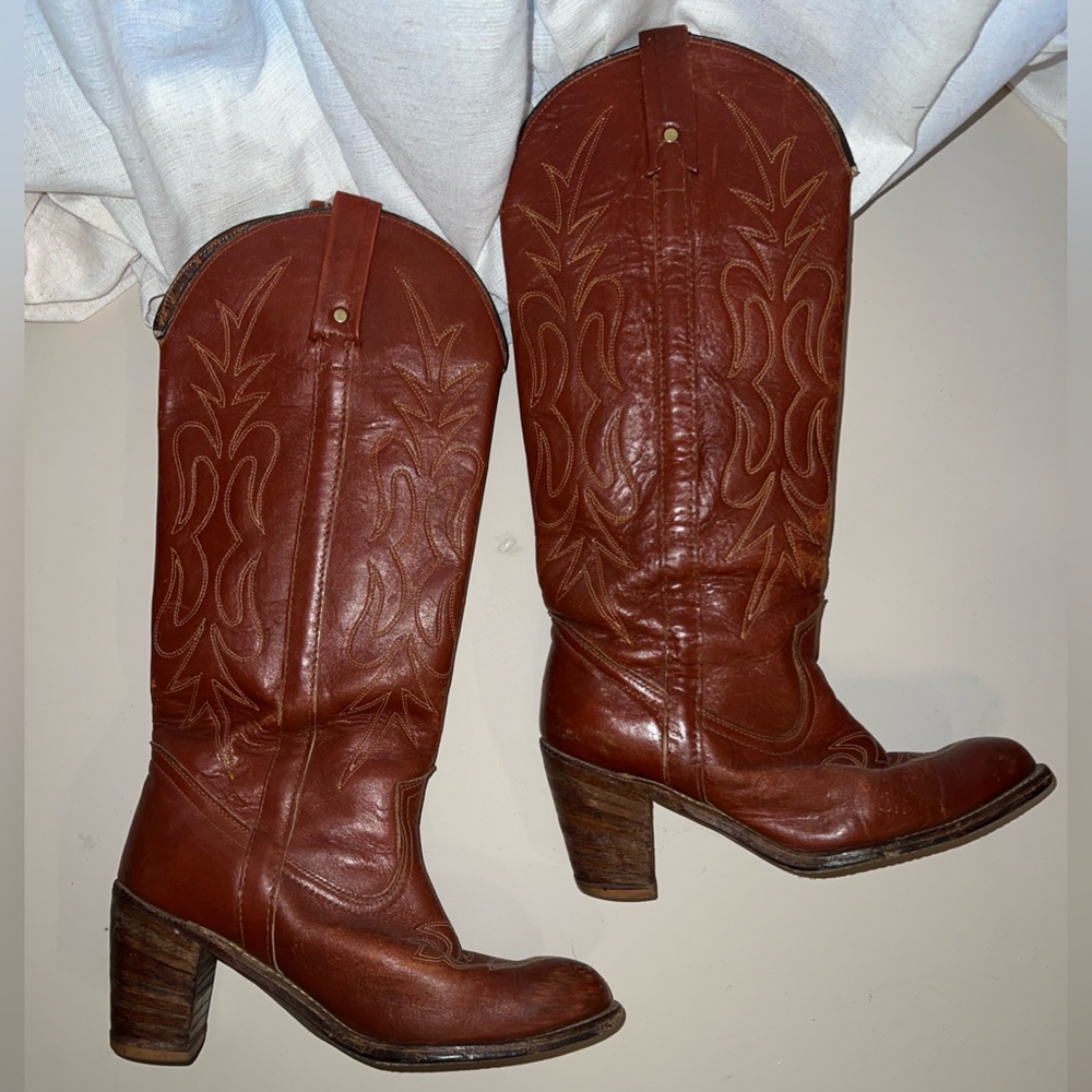 Vintage Miss Capezio Red Leather Western Boots Cowgirl